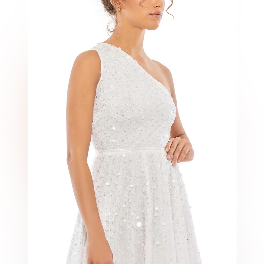 Mac Duggal Embellished One Shoulder High Low Gown